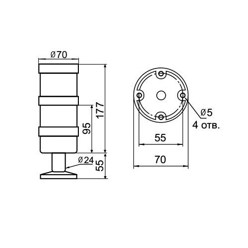 Светосигнальная колонна INNOCONT TL70-220-RG-55